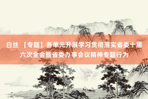 白丝 【专题】各单元开展学习贯彻落实省委十届六次全会暨省委办事会议精神专题行为